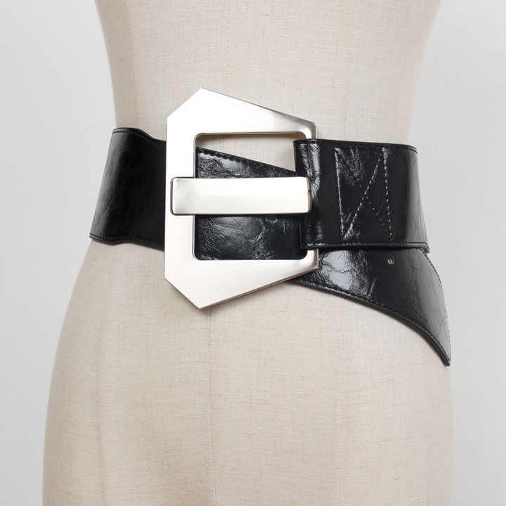 Fashion Faux Leather Ladies Waist Waistband Big With Alloy Buckle Design Wide PU Leather Women Dress Belt