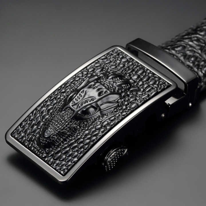 Automatic Diamond Buckle Belt Men's Casual Alligator Split Leather Belt Print Buckle Cowhide Crocodile Leather Belts Men - 图片 4