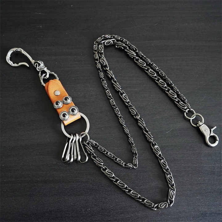 Adjustable Body Hip Hop Pants Chain Western Heavy Duty Pocket Keychain Punk Gothic Chunky Halloween Skull Jean Metal Chains - 图片 6