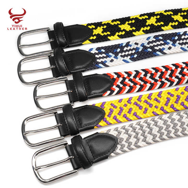 Factory Custom Fashion Casual Waist Woven Belt Braided Belt Knit Men Fabric Elastic Needlepoint Belt for Adult - 图片 6