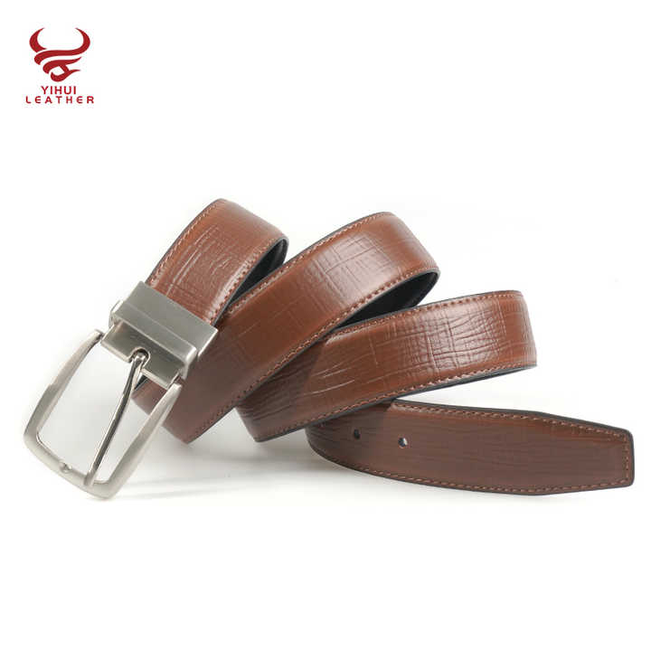 Fashion Genuine Leather Reversible Buckle Belt Men Classic Black Brown Double Sided Rotate Buckle Gents Belts for Business Men - 图片 2