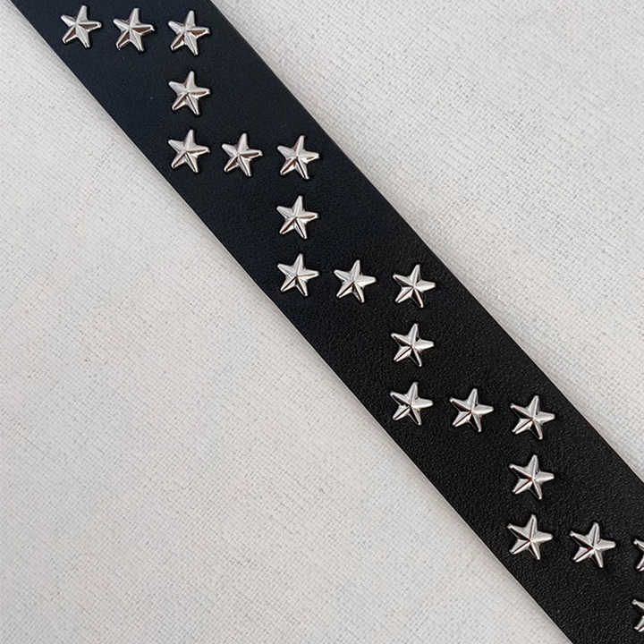 American Vintage Brown Wide Y2k Belt With Western Cowboy 3 Piece Buckle Set Studded Star Waist Belt for Women and Girls - 图片 6