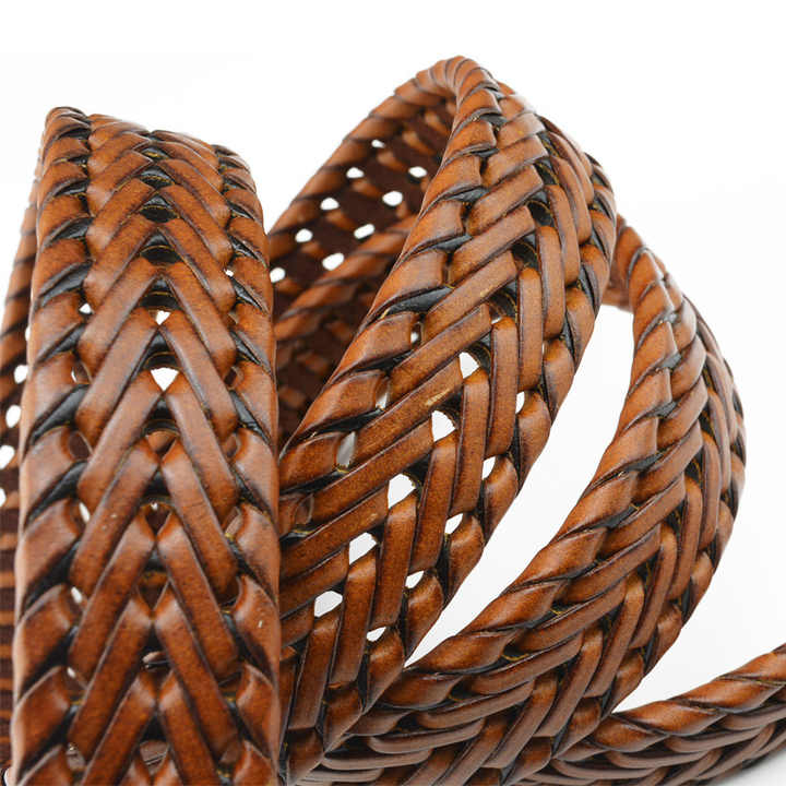 2022Custom Bonded Woven Braided Genuine Leather Belt for Women Men Dress Belt - 图片 3