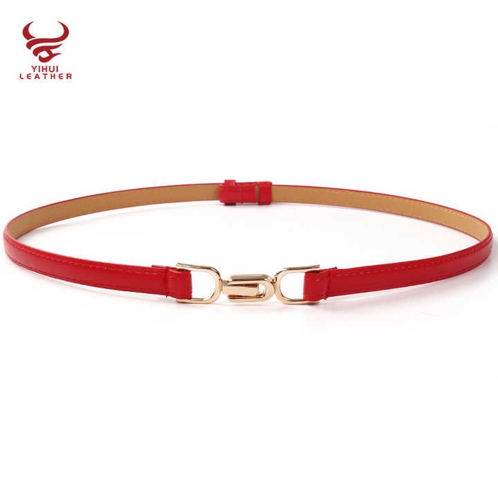 Customized Women Belt Skinny Adjustable Thin Chains Belt Pu Leather Retro Style Pin Buckle Faux Leather Waistband Belt for Girls - 图片 6