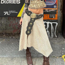 2023 New Retro Punk Big Round Rivet Hole PU Leather Belt Disk Link Fashion Wide Ladies Wide Boho Disc Concho Leather Belt