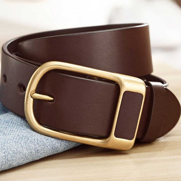 Wholesale Fashion Casual Leather Waist Belt for Work Business Single Black Prong Buckle Genuine Leather Belt for Men Dress - 图片 6