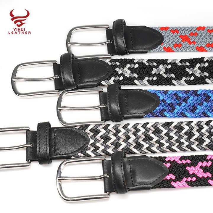 Factory Custom Fashion Casual Waist Woven Belt Braided Belt Knit Men Fabric Elastic Needlepoint Belt for Adult