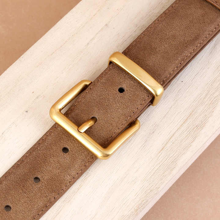 New Fashion Spring Wine Red Color Leather Belts With Square Ratchet Buckle Genuine Suede Leather Belts for Women Jeans Dress - 图片 3