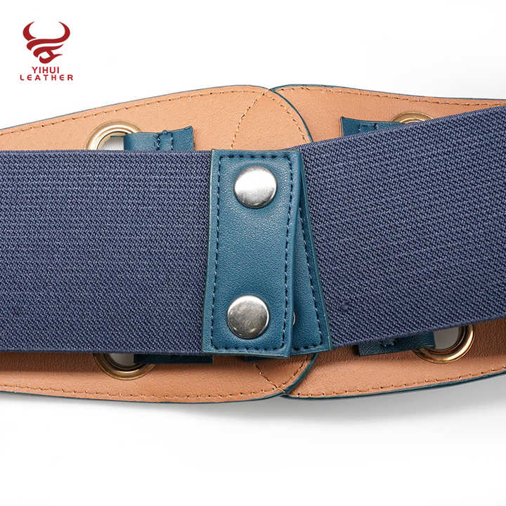 2022 New Design Women 3-metal Buckles Stretch Elastic Waist Wide Belt Woman Cinturones - 图片 5