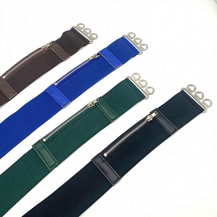 New Designer Elastic Stretch Adjustable Strap Waist Belt With Zipper Bag No Show Invisible Web Horse Rider Belt With Pocket - 图片 5