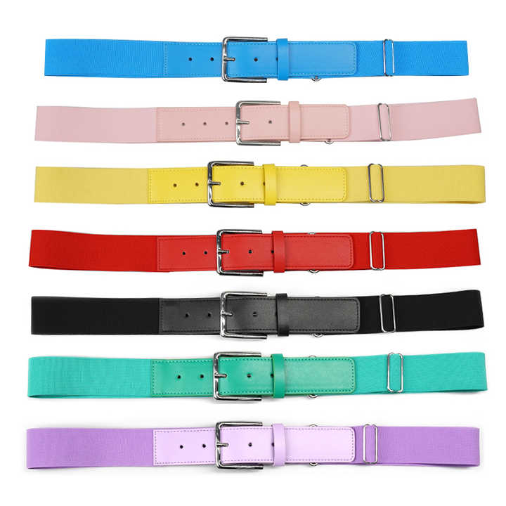 Multiple Colors Adjustable Elastic Uniform Adult Softball Belt One Size Fits Most Elastic Strength Baseball Belt With Leather T - 图片 2