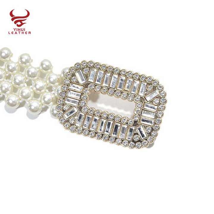 Fashion Women Pearl Waist Belts Elastic Strength Crystal Pearl Belts Women Elastic White Pearl Chain Belt for Girls Dress - 图片 3