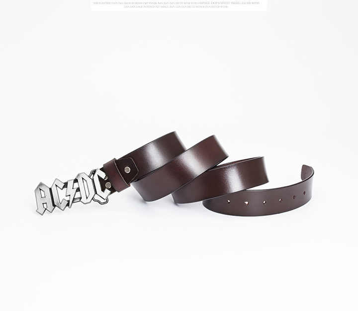 Hot Sale Genuine Cowhide Leather Straps Customized Logo Belt Luxury Black Zinc Alloy Letter Buckle Belt for Men - 图片 3