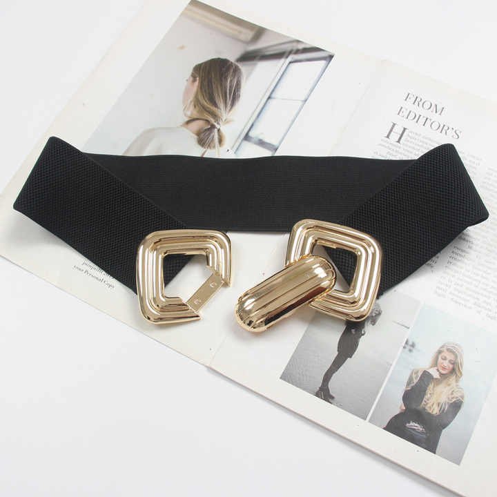 New Metal Butterfly Buckle Waist Belts Retro Clasp Cinch Buckle Elastic Stretch Waistband Belt for Jeans Dress - 图片 6