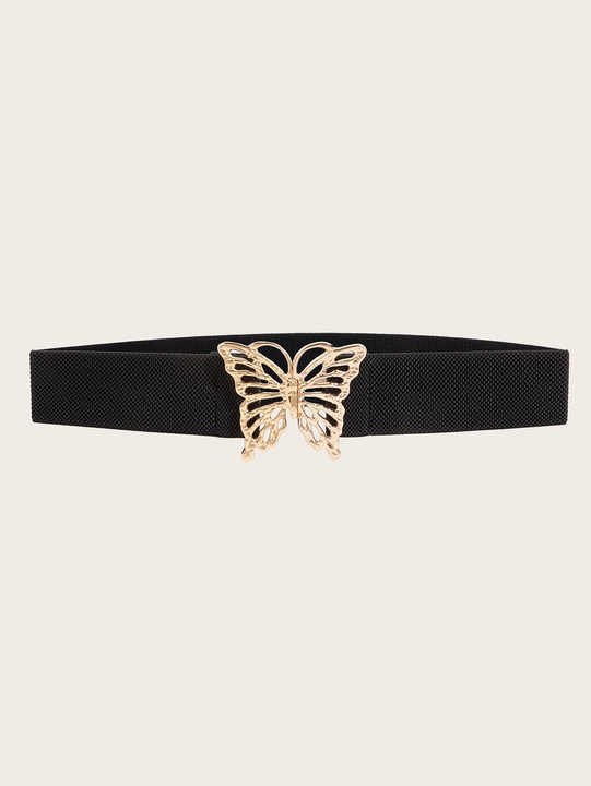 New Metal Butterfly Buckle Waist Belts Retro Clasp Cinch Buckle Elastic Stretch Waistband Belt for Jeans Dress - 图片 4