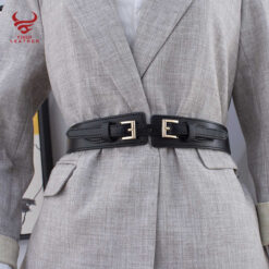 Women PU Elastic Strength Corset Belt Ladies Wide Waistband Belt Leather Two Buckle Black Skirt Belts Girls