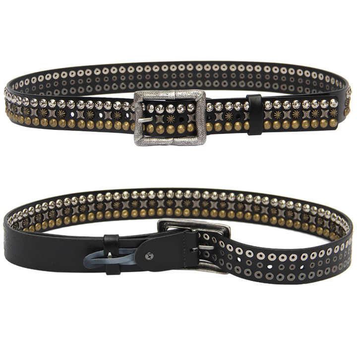 Custom High Quality Genuine Leather Punk Goth Men Waist Belt Wholesale Designer New Fashion Studded Metal Conical Belt for Adult - 图片 3