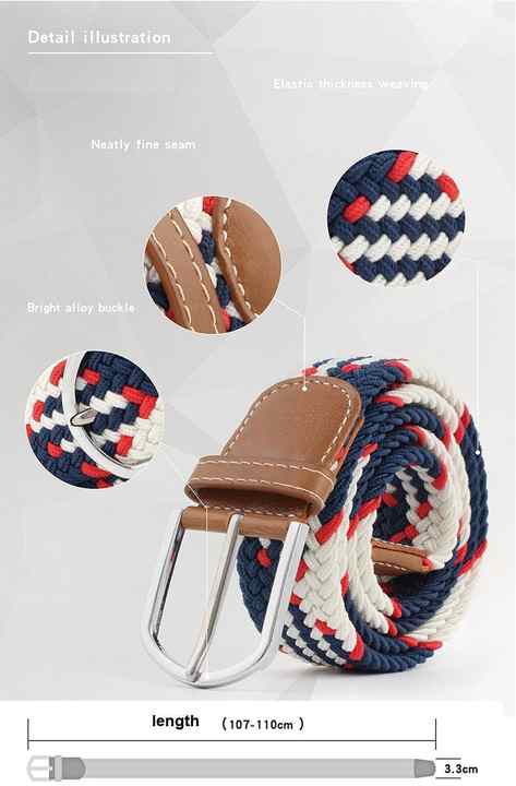 Mix Color Design Cheap Weaving Mens Waist Belts Women Unisex Elastic Strength Braided Woven Jeans Belts for Men - 图片 5