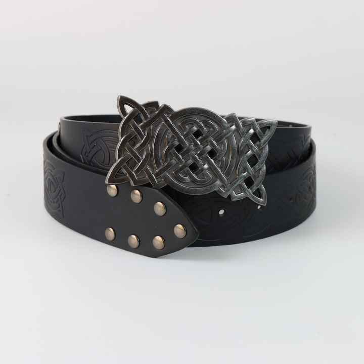 Studded Renaissance Knight Belt Embossed PU Leather O Ring Belt Viking Costume LARP Accessories Medieval Viking Belt for Men - 图片 2