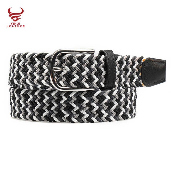 Factory Custom Fashion Casual Waist Woven Belt Braided Belt Knit Men Fabric Elastic Needlepoint Belt for Adult - 图片 5