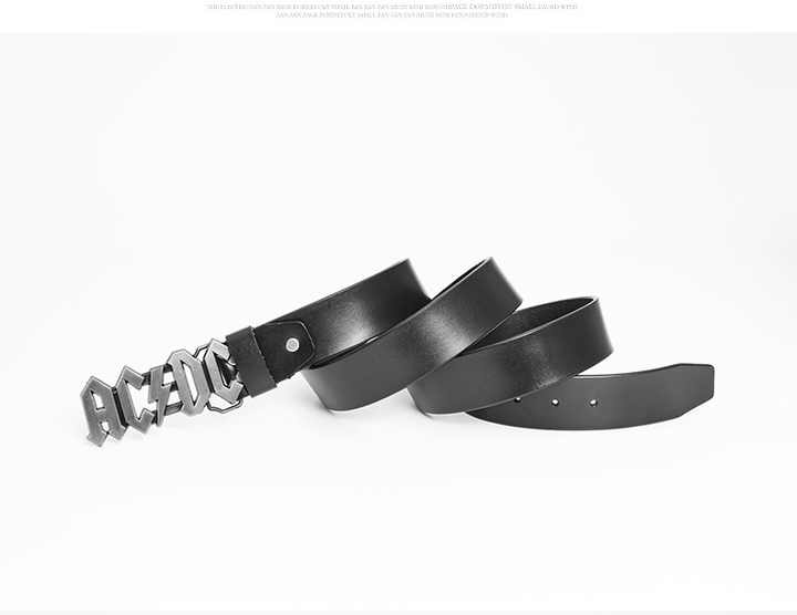 Hot Sale Genuine Cowhide Leather Straps Customized Logo Belt Luxury Black Zinc Alloy Letter Buckle Belt for Men - 图片 4