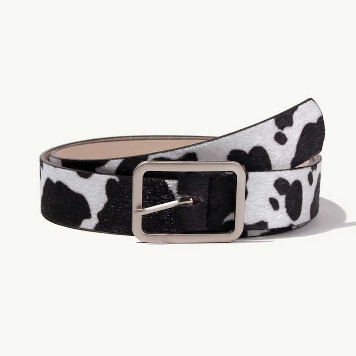 Wholesale Artificial Horse Hair Belts for Women Alloy Buckle Cow Pattern Waist Belt Fashion Faux Horse Hair Belt for Girl Ladies - 图片 2