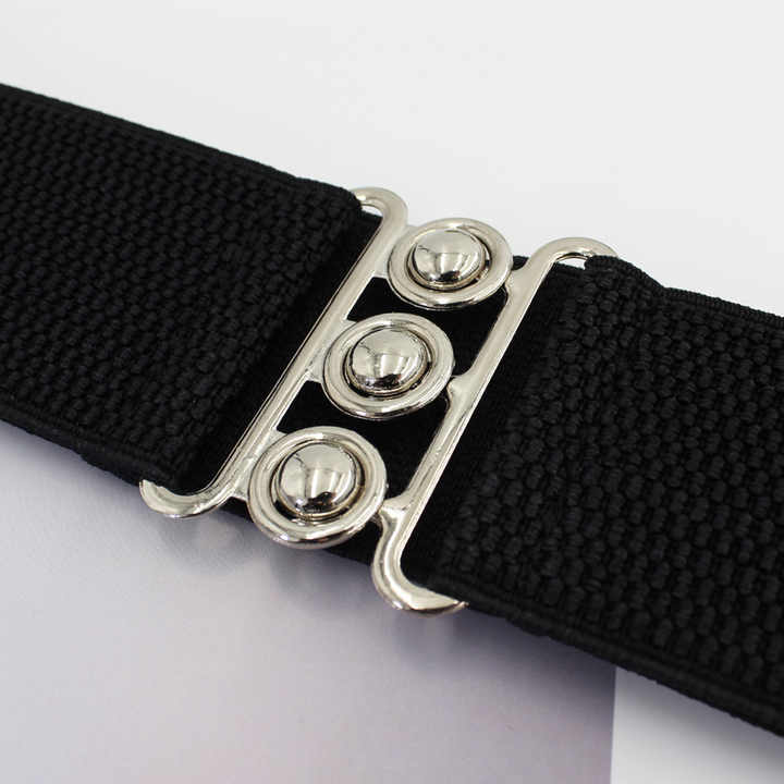 Manufacturer Elastic Strength Cinch Belt for Lady Halloween Retro Vintage Vertical Clasp Buckle Elastic Waistband Belt Women - 图片 3