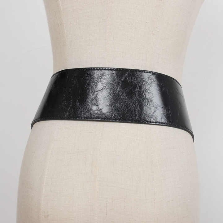 Fashion Faux Leather Ladies Waist Waistband Big With Alloy Buckle Design Wide PU Leather Women Dress Belt - 图片 5