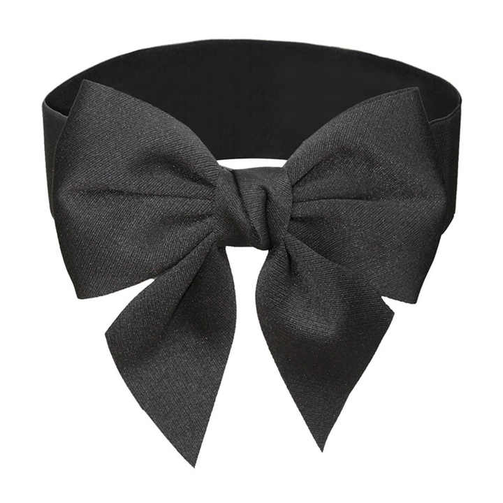 2024 Fashion Lady Wide Waistbands Elastic Stretchy Belt Double Metal Buckle Waistband Bow Corset Belt for Women - 图片 6