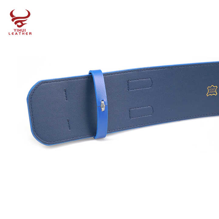Fashion Plus Size Wide Blue Leather Women's Fashion Elastic Belts Square Frame Buckle Waist Leather Belt - 图片 6