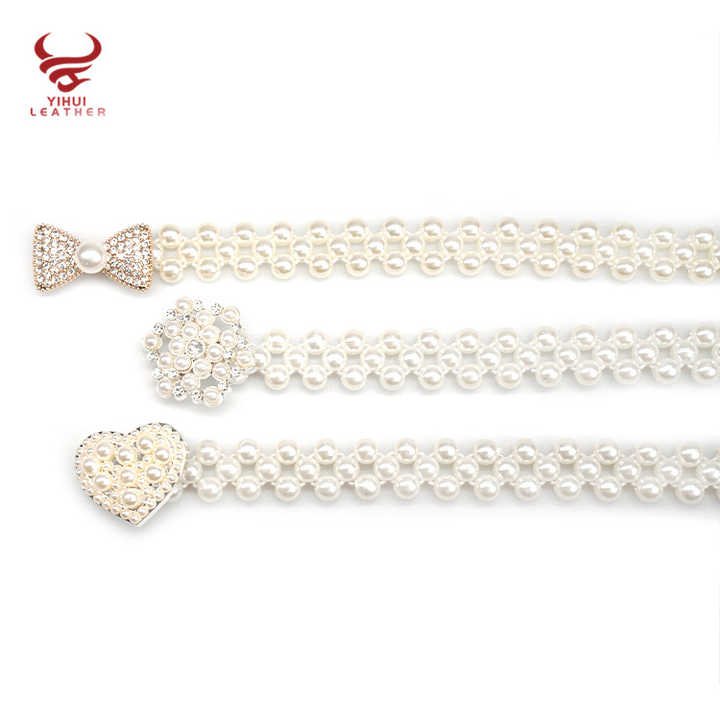 2021 New Arrivals Women Girls Crystals Elastic Ladies Beaded Pearl Chain Belt - 图片 6