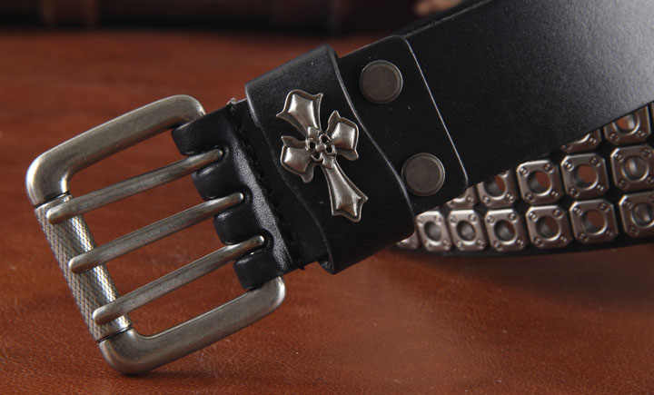 New Product Retro Style Studded Cowboy Men Belt Alloy Pin Buckle Boys Pants Straps Black Genuine Leather Belt for Men - 图片 5