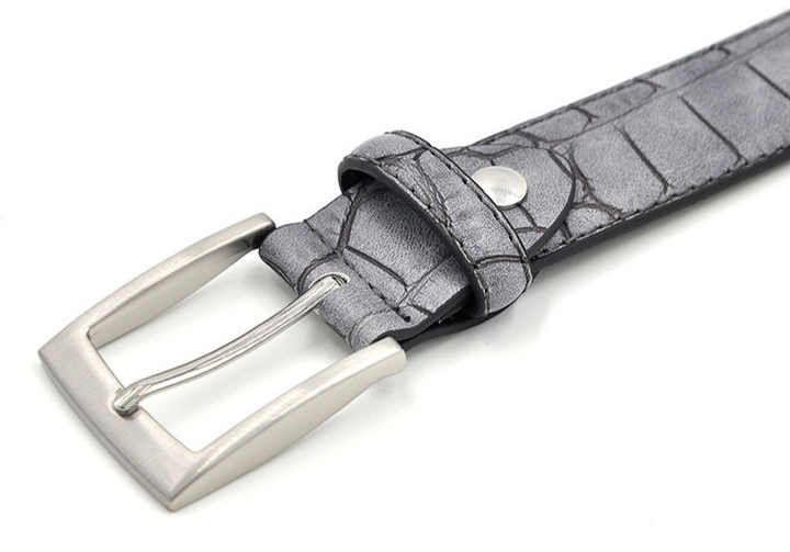 China Supplier Wholesale Embossed PU Leather Waist Belts Casual Style Prong Belt Buckle Crocodile Pattern Belt for Mens Jeans - 图片 5
