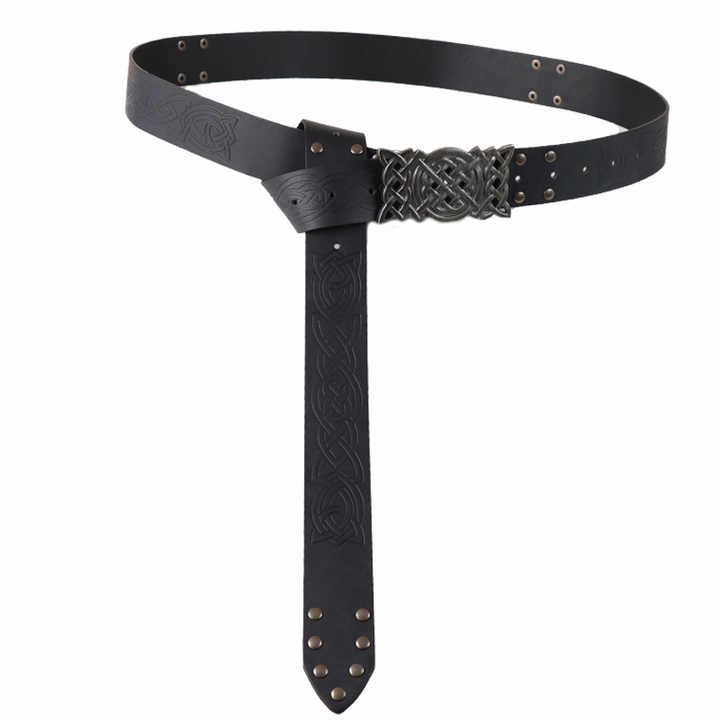 Studded Renaissance Knight Belt Embossed PU Leather O Ring Belt Viking Costume LARP Accessories Medieval Viking Belt for Men - 图片 5