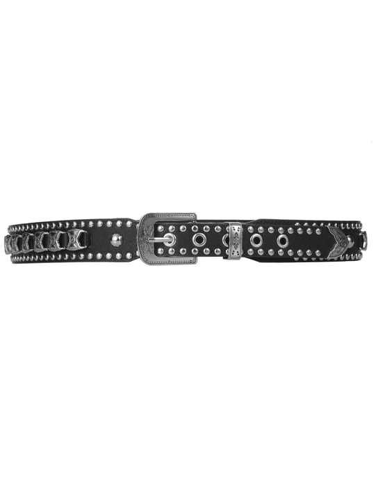 2023 New Fashion Punk Style Pin Buckle PU Belt for Western Cowboy Cowgirl Designer Black Studded Metal Goth Belt for Women Men - 图片 5