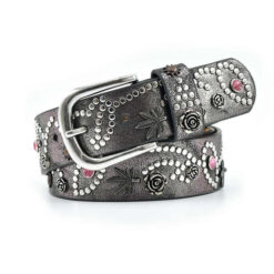 High Quality Metal Rivets Jeans Belt Ladies Rhinestone PU Belt Retro Pin Buckle Vintage Belt for Girls
