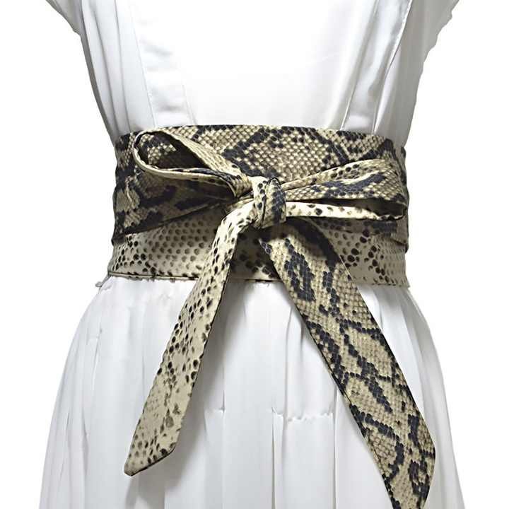 Custom Sexy Snake Plus Size Ladies Dress Leopard Belt Big Waist Solid PU Leather ultra Wide Women OBI Belts - 图片 2