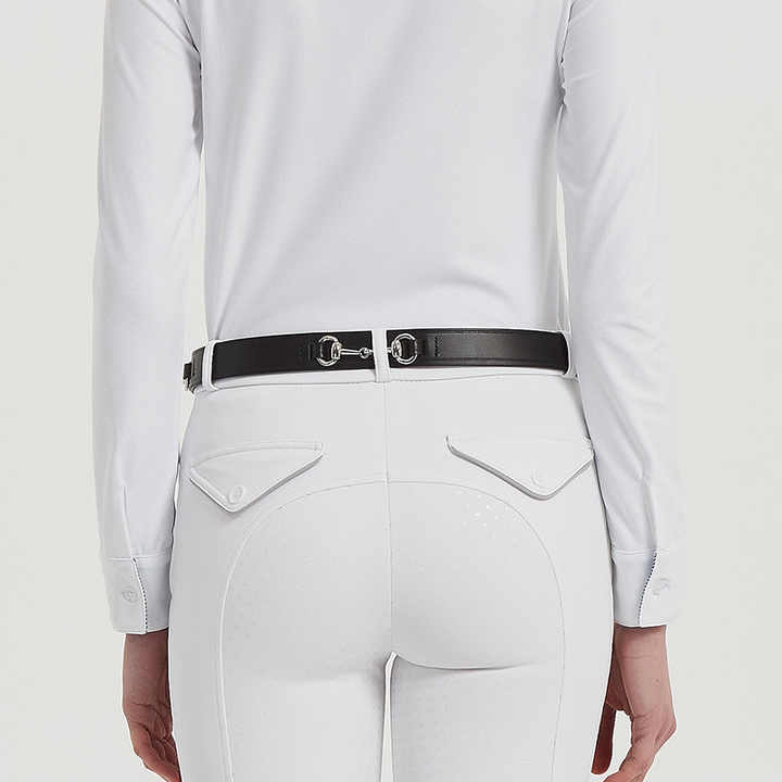 Fashion Casual Vintage Leather Equestrian Belts With Single Prong Buckle Skinny Women Genuine Leather Horses Riding Belt - 图片 4