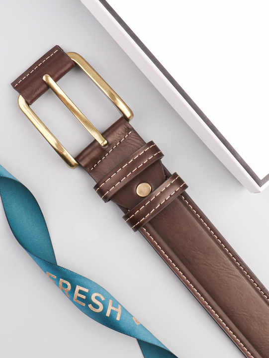 Classic Designs Heavy Stitch Faux Leather Belt for Work Business Pin Buckle Workwear Double Row Stitch PU Leather Belt for Men - 图片 5