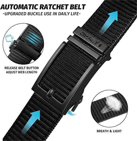 New Product Golf Casual Nylon Web Men's Belts for Men Jeans Shorts Adjustable Automatic Ratchet Buckle Nylon Tactical Belt Mens - 图片 4