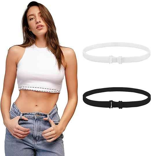 Fashion Shirt Waist Band for Transform No Buckle Elastic Stretch Belts for Men and Women Adjustable Crop Band for Tucking Shirts - 图片 2