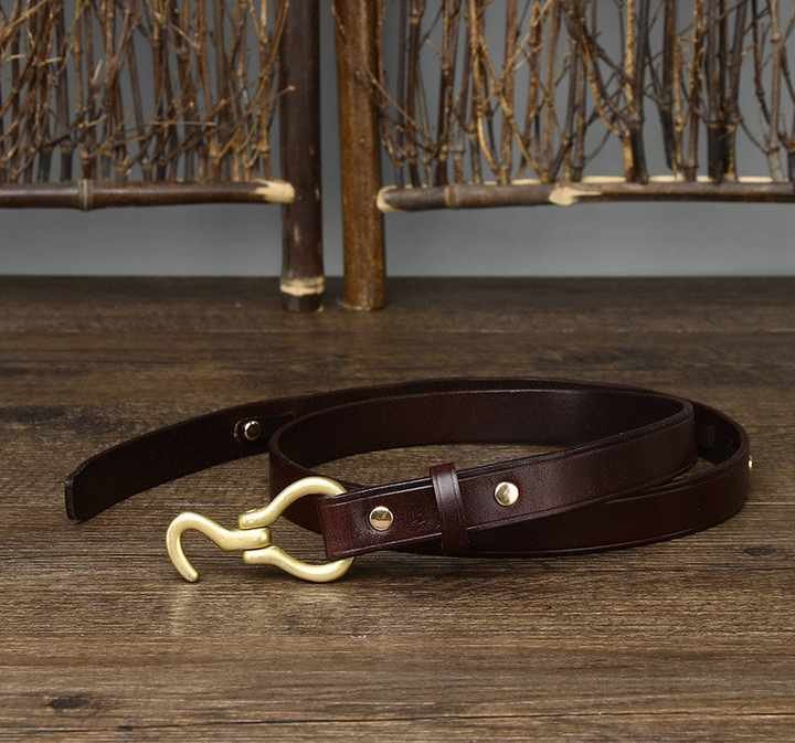 Wholesale Fashion Girls Genuine Leather Waist Belt With Hook Buckle Retro Cowhide Leather Strap for Women - 图片 3