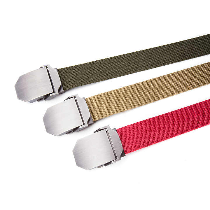 Glossy Laser LOGO Canvas Thickened Nylon Belt Boys Automatic Belt Buckle Casual Webbing Pants Belt for Man - 图片 5