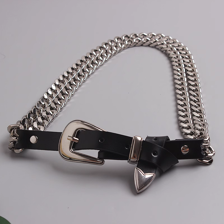 Halloween Black Genuine Leather Body Belt New Leather Waist Belt Designer Punk Rock Gothic Layered Metal Chain Belt for Women - 图片 5