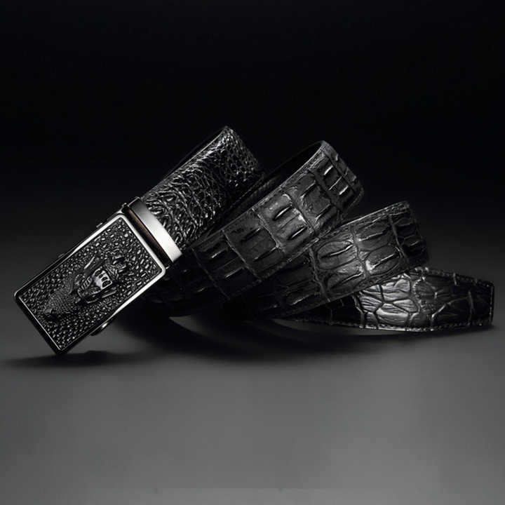 Automatic Diamond Buckle Belt Men's Casual Alligator Split Leather Belt Print Buckle Cowhide Crocodile Leather Belts Men - 图片 6