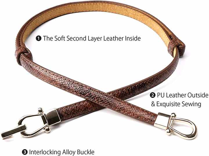 New Product Skinny Long Faux Leather Lady Belt Thin Leather Waist Belts With Golden Buckle for Women - 图片 4