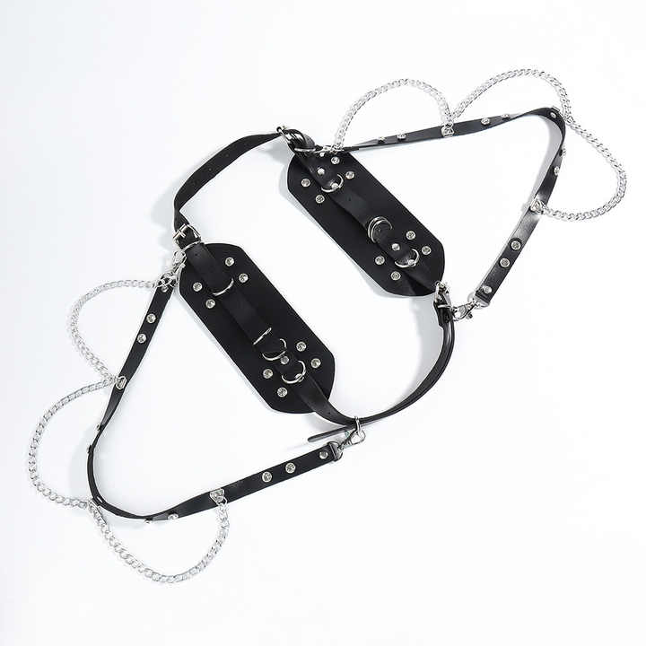 Elastic Rave Cosplay Halloween Body Chain Accessory Punk PU Chain BeltFashion Strap Black Leather Gothic Waist Belts for Girls - 图片 4