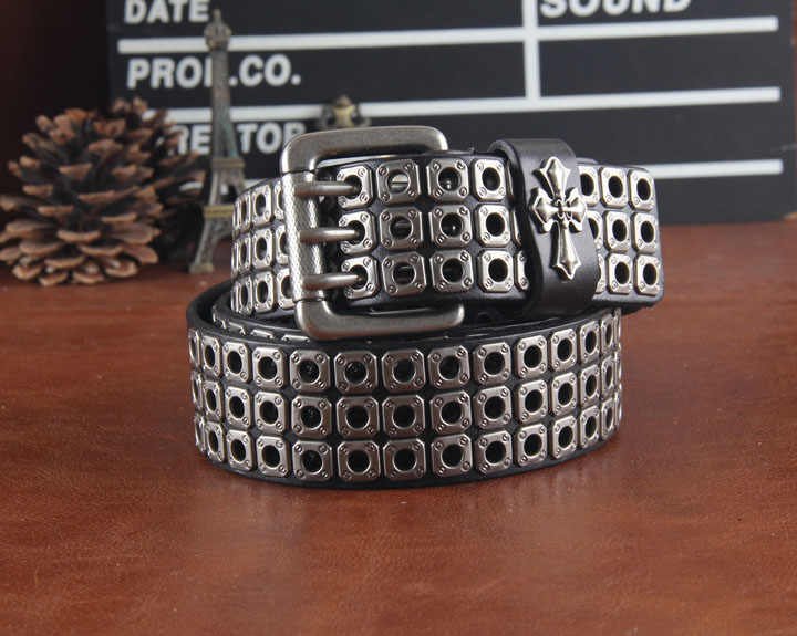 New Product Retro Style Studded Cowboy Men Belt Alloy Pin Buckle Boys Pants Straps Black Genuine Leather Belt for Men