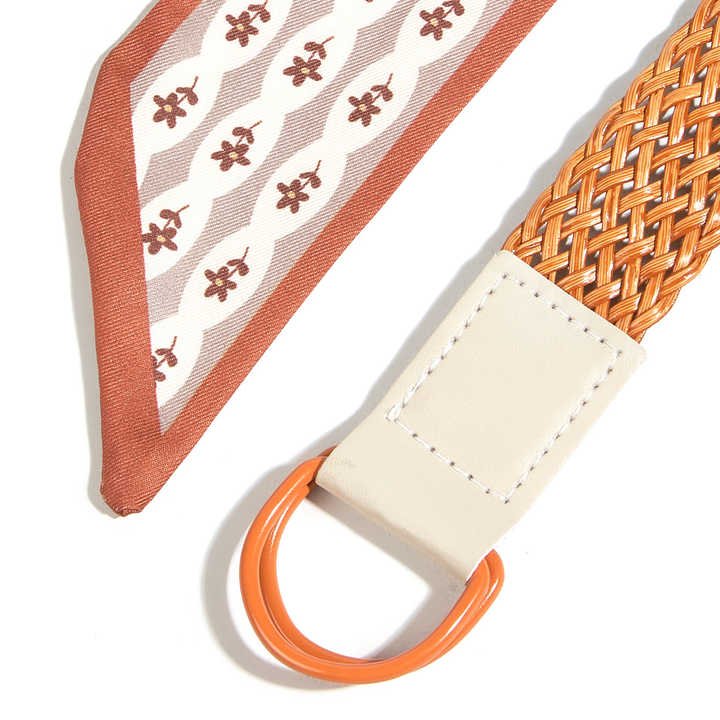 Wholesale Summer French Style Elegant Waist Belt for Lady Dress New Fashion Silk Splicing Braided Leather Belt for Young Girls - 图片 3