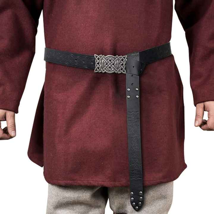 Studded Renaissance Knight Belt Embossed PU Leather O Ring Belt Viking Costume LARP Accessories Medieval Viking Belt for Men - 图片 6